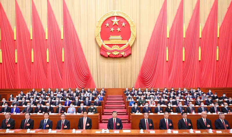 　3月13日，第十四届全国人民代表大会第一次会议在北京人民大会堂闭幕。习近平等党和国家领导人在主席台就座。